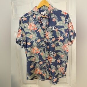 Blue and Pink Casual Button Down Shirt